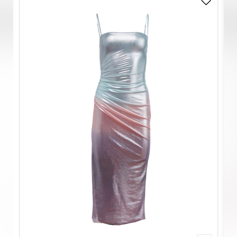 FLEUR DU MAL Metallic Ombré Mesh Ruched Dress XS - Picture 6 of 7